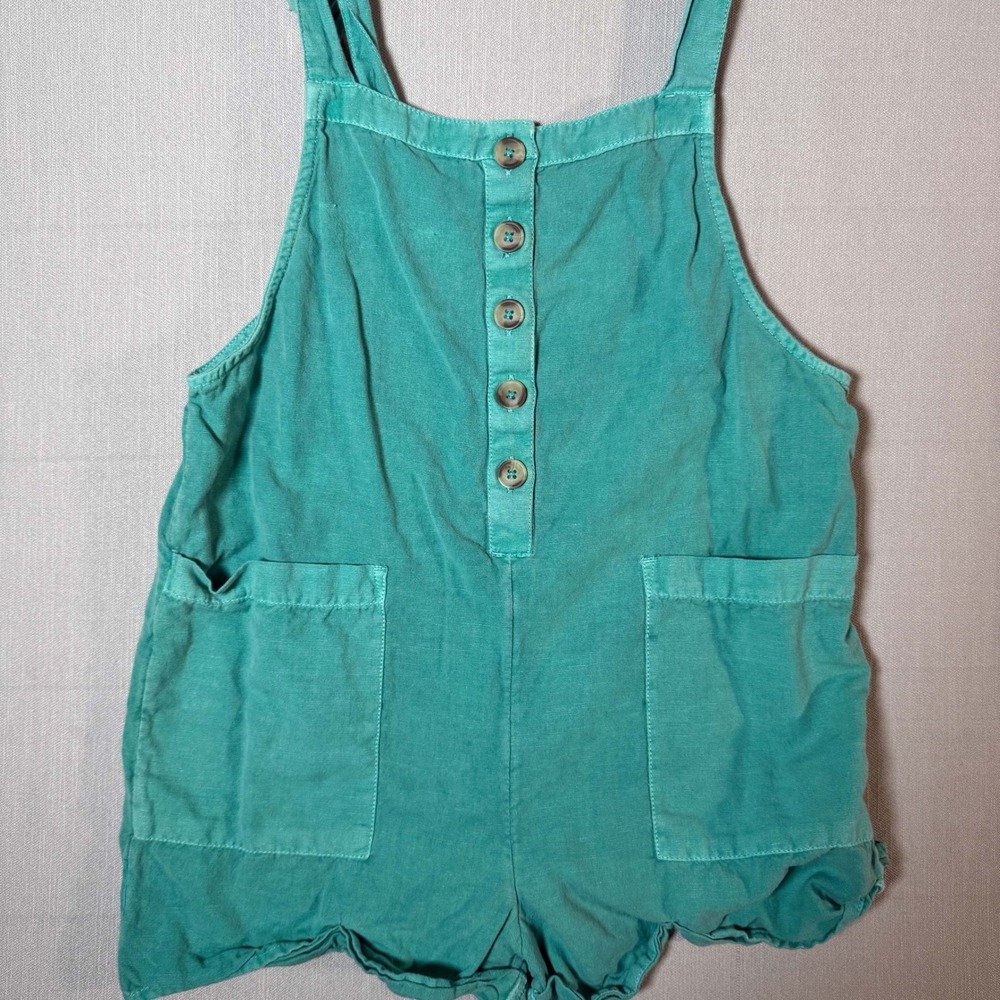O'Neill Teal Green Button Front Tie Shoulder Romper Small Beach Boho Surfer - Picture 7 of 7